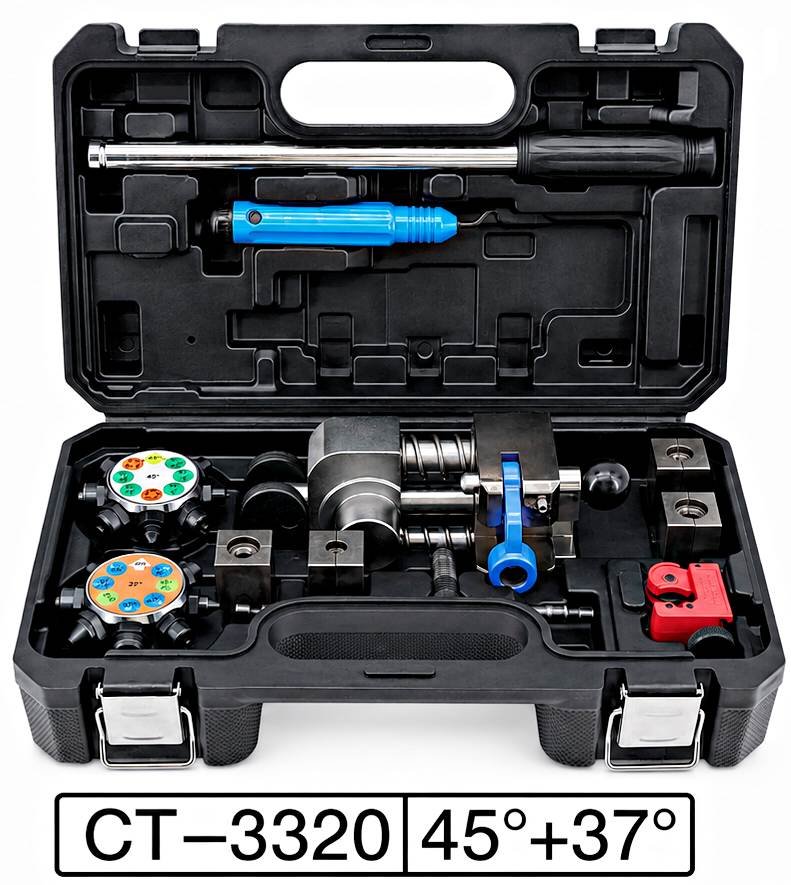 turret-style automotive brake and fuel line flaring tool kit-UAE-3320